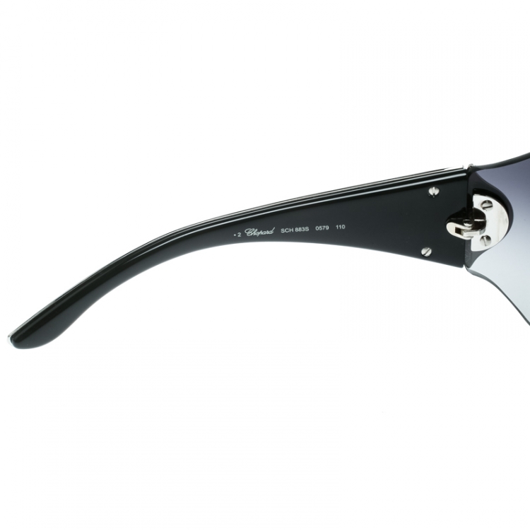 Pre Owned Chopard Black/Black Gradient SCH 883S Crystal Embellished Shield Sunglasses