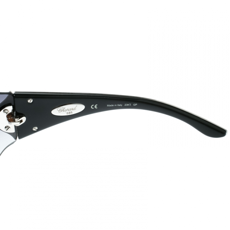 Pre Owned Chopard Black/Black Gradient SCH 883S Crystal Embellished Shield Sunglasses