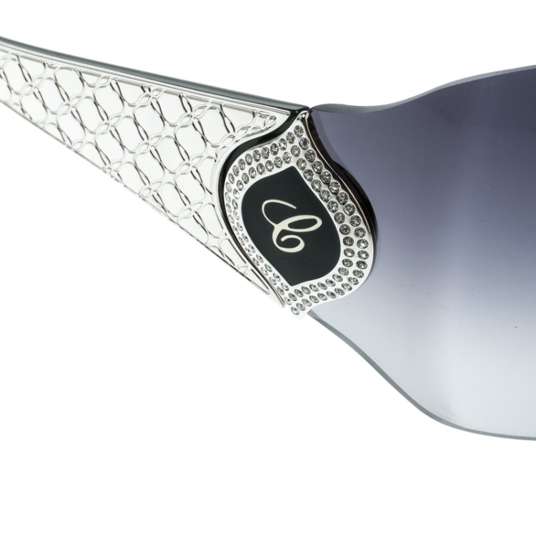 Pre Owned Chopard Black/Black Gradient SCH 883S Crystal Embellished Shield Sunglasses