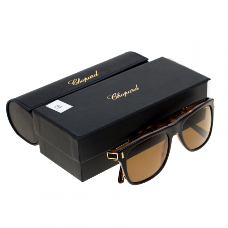 Pre Owned Chopard Tortoise/Brown Polarized SCH219 Rectangle Sunglasses