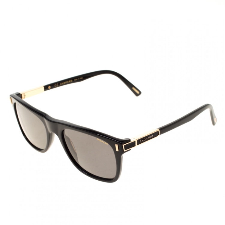 Pre Owned Chopard Black Polarized SCH219 Rectangle Sunglasses