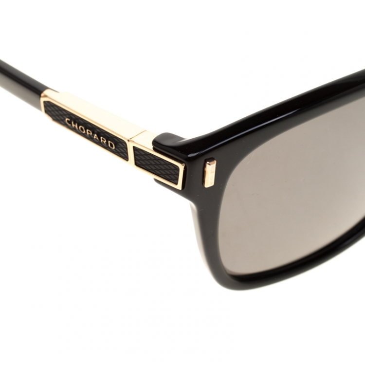 Pre Owned Chopard Black Polarized SCH219 Rectangle Sunglasses