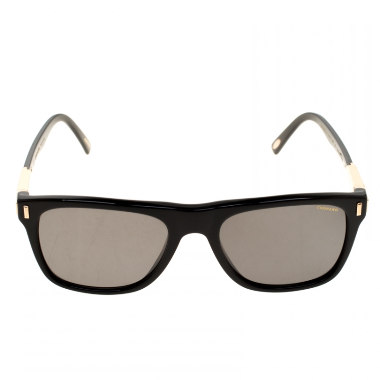 Pre Owned Chopard Black Polarized SCH219 Rectangle Sunglasses