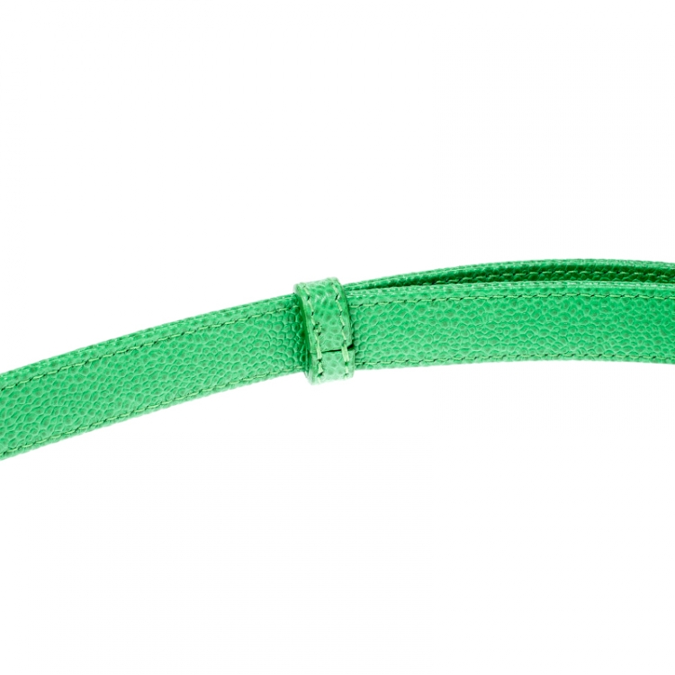 Pre Owned Chopard Green Leather Miss Happy Belt 105CM