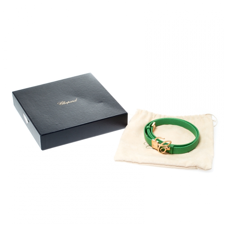 Pre Owned Chopard Green Leather Miss Happy Belt 105CM