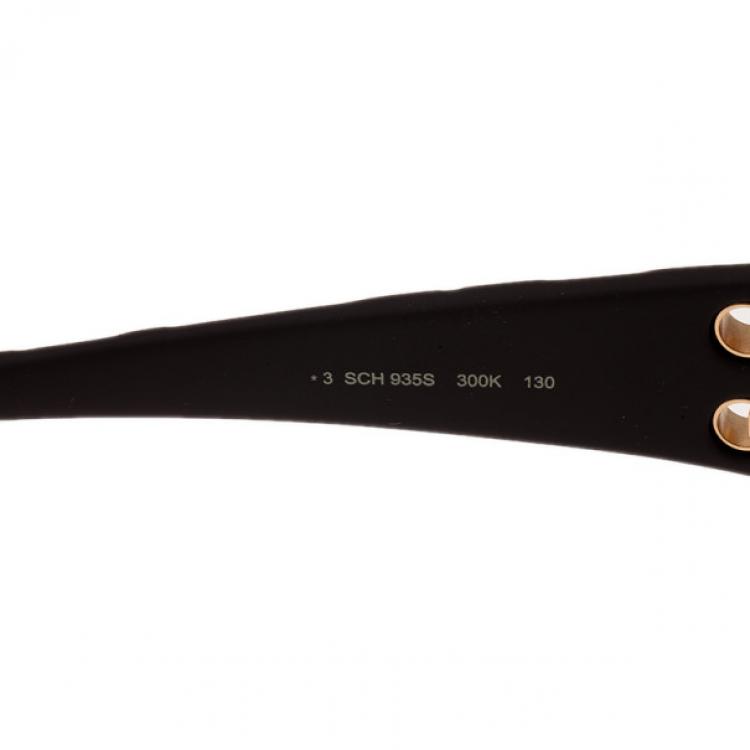 Pre Owned Chopard Black and Gold SCH935S Shield Sunglasses