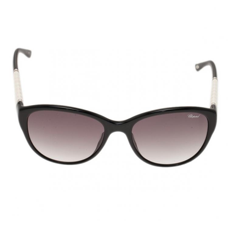 Pre Owned Chopard Black and White SCH127 Cat Eye Sunglasses
