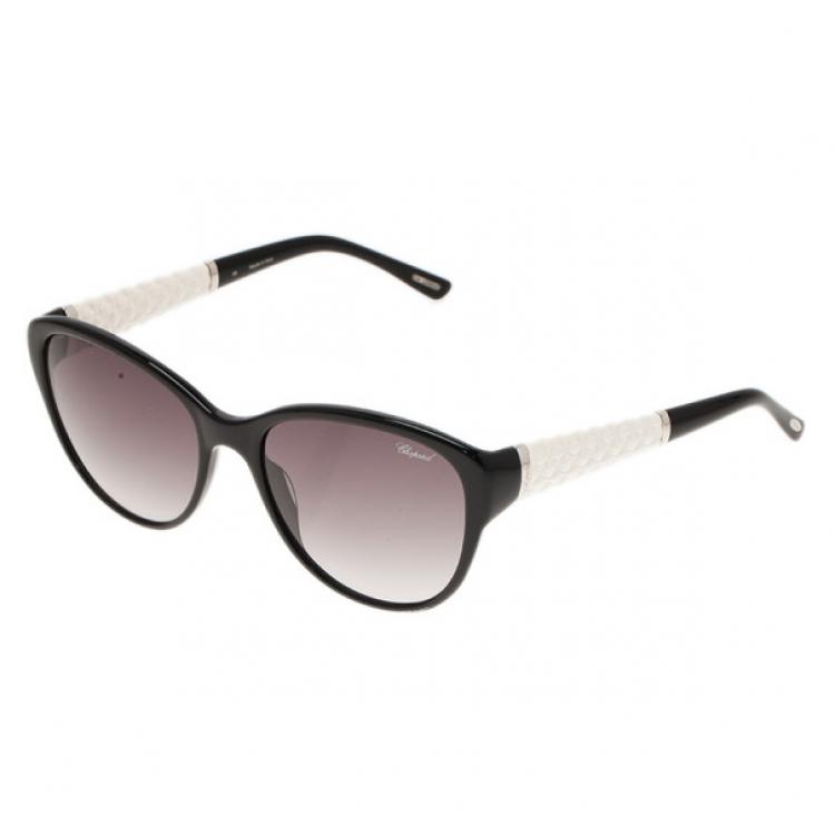 Pre Owned Chopard Black and White SCH127 Cat Eye Sunglasses