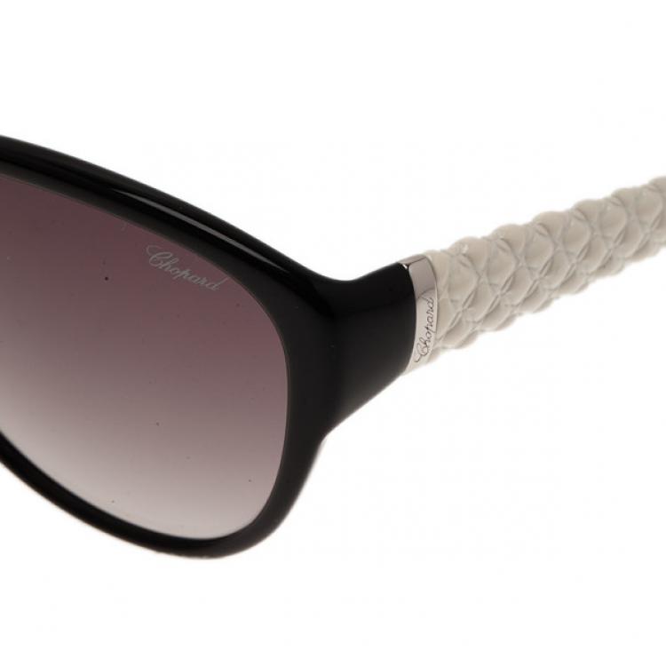 Pre Owned Chopard Black and White SCH127 Cat Eye Sunglasses