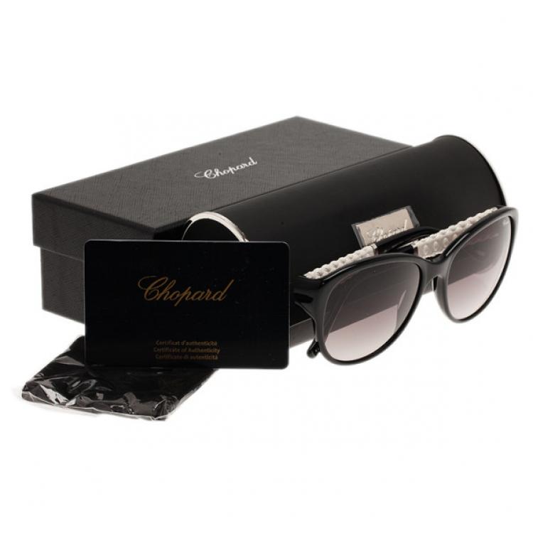 Pre Owned Chopard Black and White SCH127 Cat Eye Sunglasses