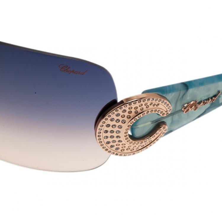 Pre Owned Chopard Blue SCH939S Shield Sunglasses