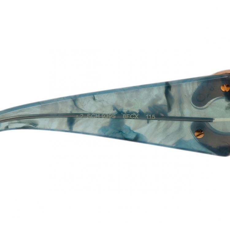 Pre Owned Chopard Blue SCH939S Shield Sunglasses