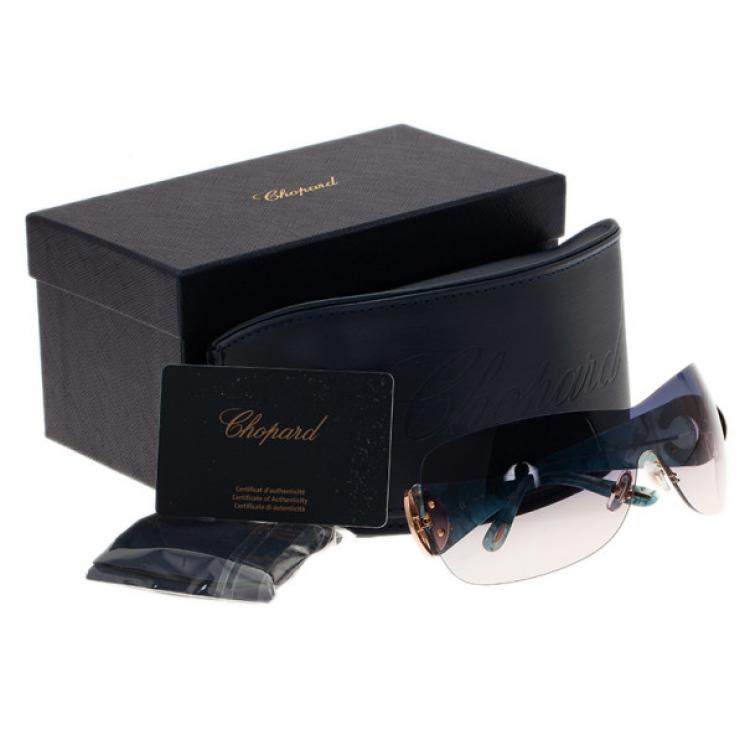 Pre Owned Chopard Blue SCH939S Shield Sunglasses