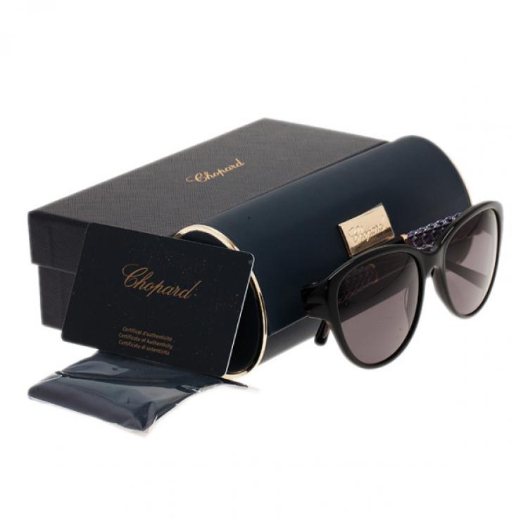 Pre Owned Chopard Black SCH127 Cat Eye Sunglasses