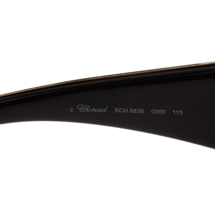 Pre Owned Chopard Gold Embossed SCH 883S Shield Sunglasses