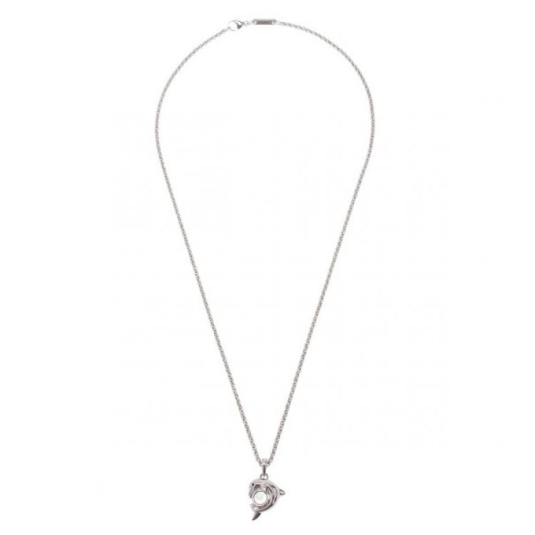 Pre Owned Chopard Happy Animals Dolphin White Gold Pendant Necklace