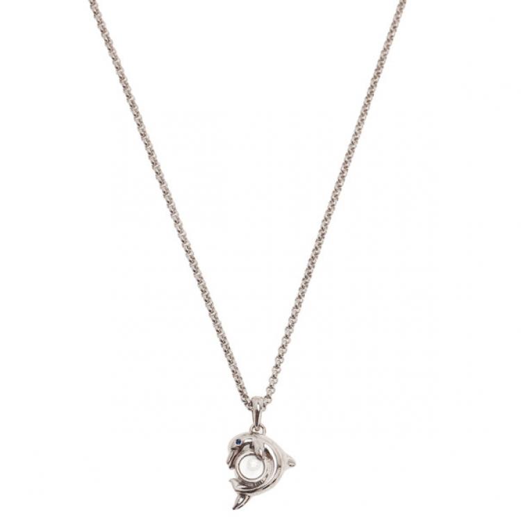Pre Owned Chopard Happy Animals Dolphin White Gold Pendant Necklace