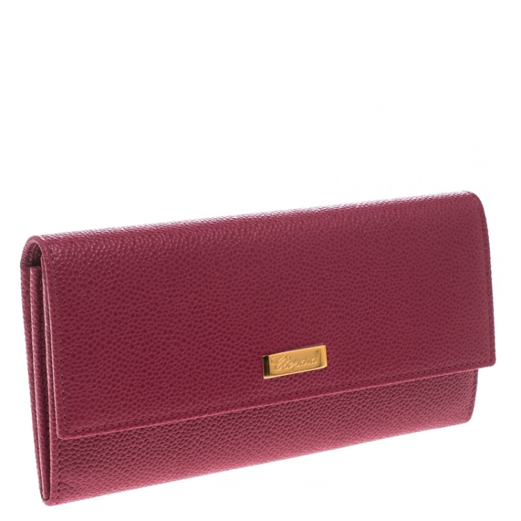 Pre Owned Chopard Red Leather Miss Happy Continental Wallet 