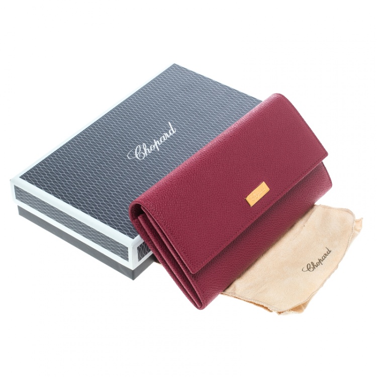 Pre Owned Chopard Red Leather Miss Happy Continental Wallet 