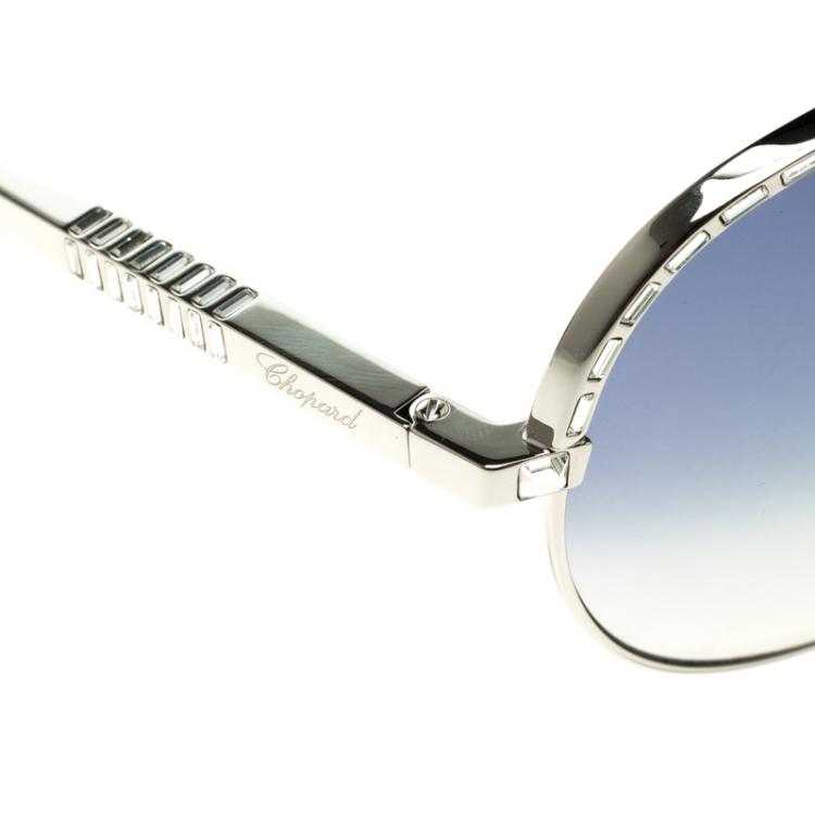 Pre Owned Chopard Black/Silver SCH807S Aviator Sunglasses