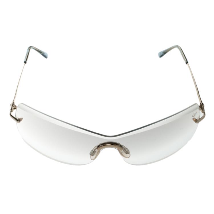 Pre Owned Chopard Silver/23KT Gold Plated C570 Shield Sunglasses