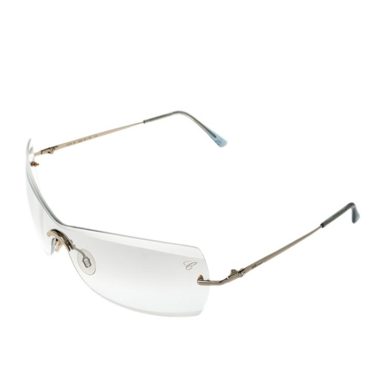 Pre Owned Chopard Silver/23KT Gold Plated C570 Shield Sunglasses