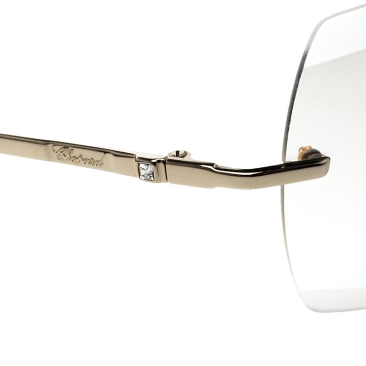 Pre Owned Chopard Silver/23KT Gold Plated C570 Shield Sunglasses