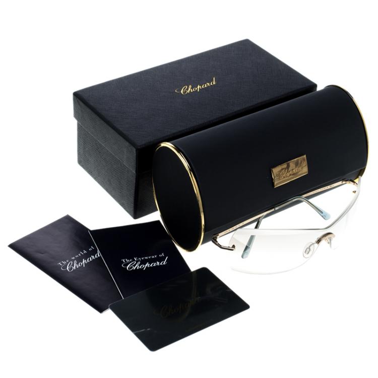 Pre Owned Chopard Silver/23KT Gold Plated C570 Shield Sunglasses