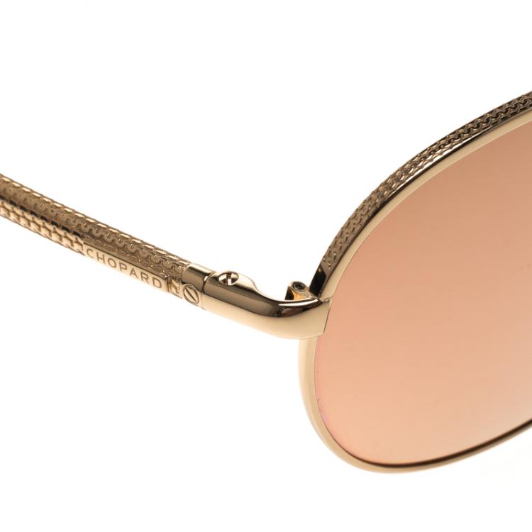 Pre Owned Chopard Pink/Gold SCH A10 Aviator Sunglasses