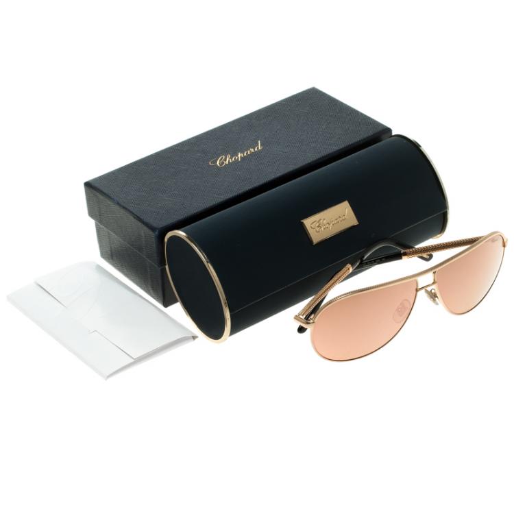 Pre Owned Chopard Pink/Gold SCH A10 Aviator Sunglasses