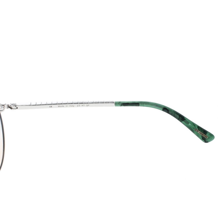 Pre Owned Chopard Silver/Green Gradient SCH934S Embellished Aviator Sunglasses