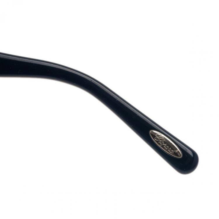 Pre Owned Chopard Black and Blue SCH 806S Embellished Shield Sunglasses