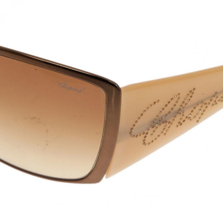 Pre Owned Chopard Brown Swarovski Crystal Embellished Sunglasses