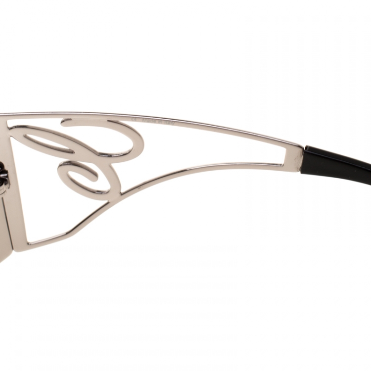 Pre Owned Chopard Black SCH586S Embellished Shield Sunglasses