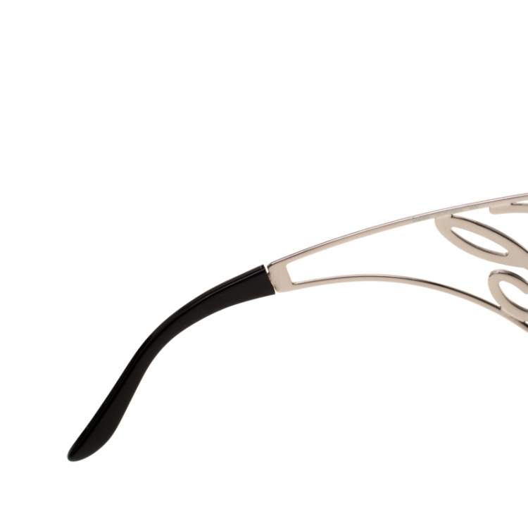Pre Owned Chopard Black SCH586S Embellished Shield Sunglasses