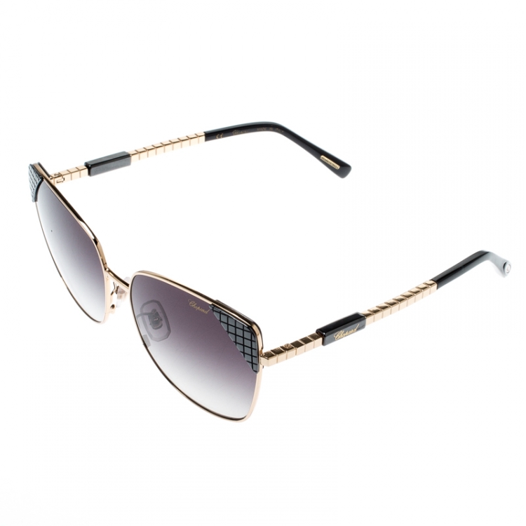 Pre Owned Chopard Gold/Black Gradient Ceramic SCHC41 Cat Eye Sunglasses