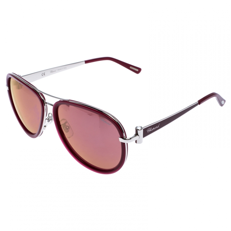 Pre Owned Chopard Magenta Mirror SCHB27S Aviator Sunglasses