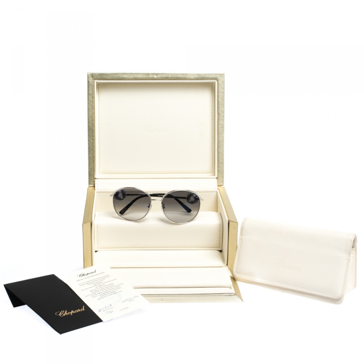 Pre Owned Chopard White Gold Plated/Blue Gradient SCHB21S Special Edition Sunglasses