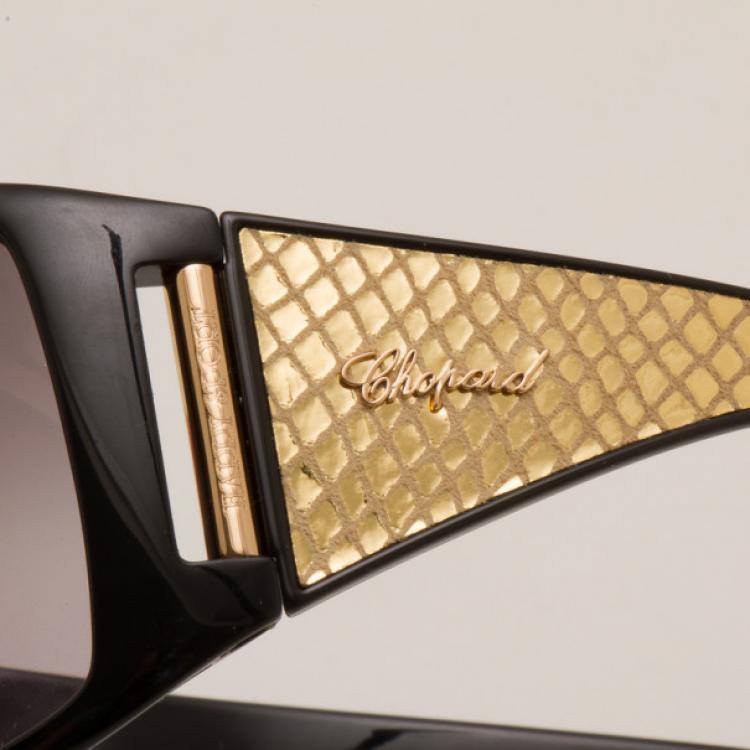 Pre Owned Chopard Black & Gold Embossed Sunglasses