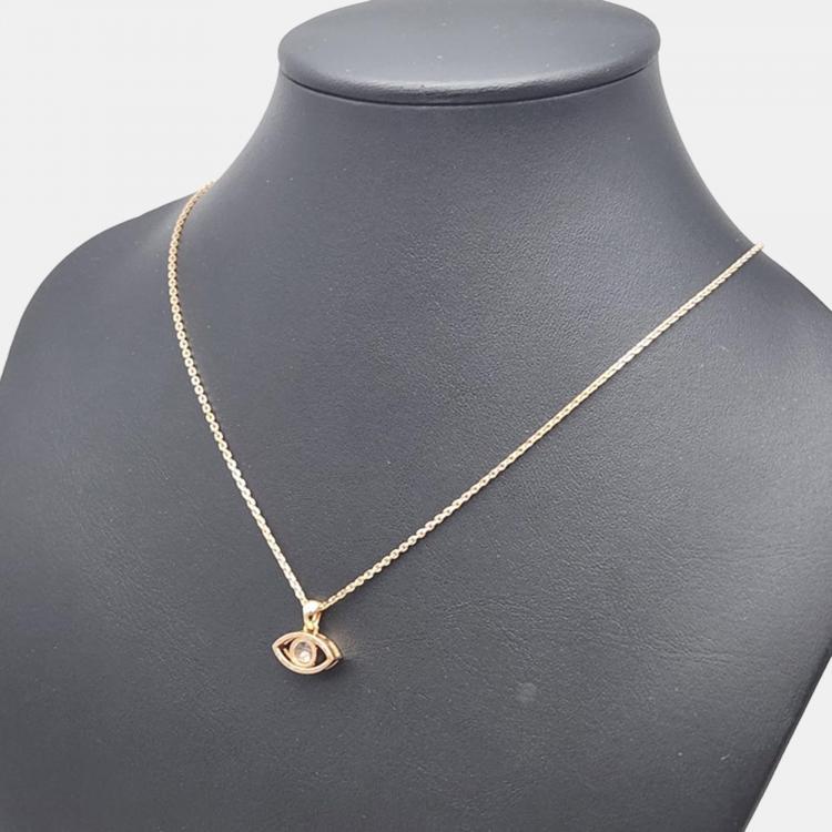 Pre Owned Chopard 18K Rose Gold and Diamond Cat Eye Happy Diamonds Necklace