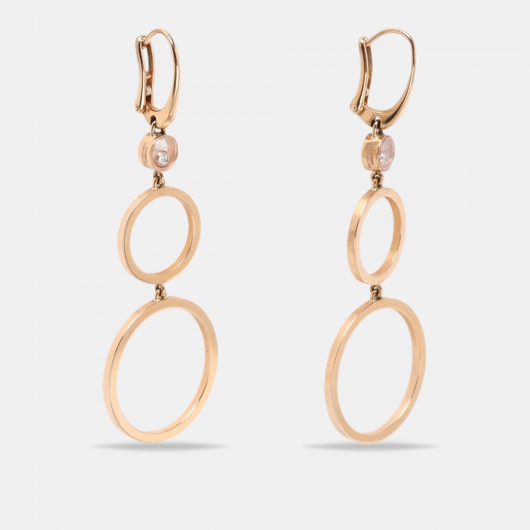 Pre Owned Chopard 18K Rose Gold Diamond Station Clip On Earrings
