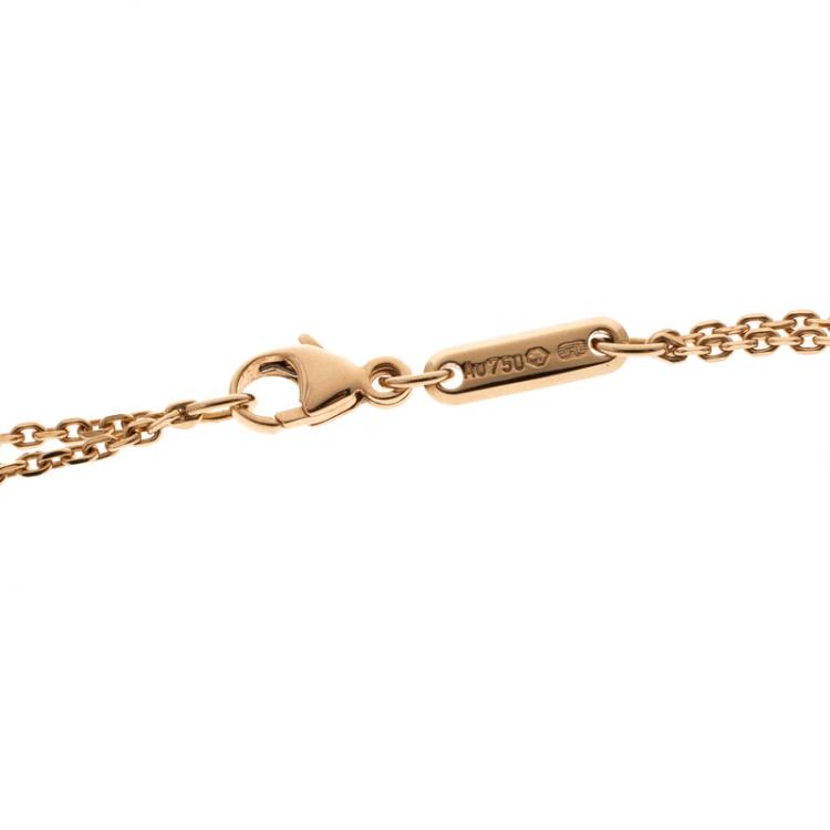 Pre Owned Chopard Happy Spirit Diamond Heart 18k Rose Gold Pendant Double Chain Necklace