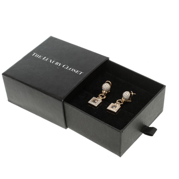 Pre Owned Chopard Vintage Happy Diamond 18k Yellow Gold Drop Earrings