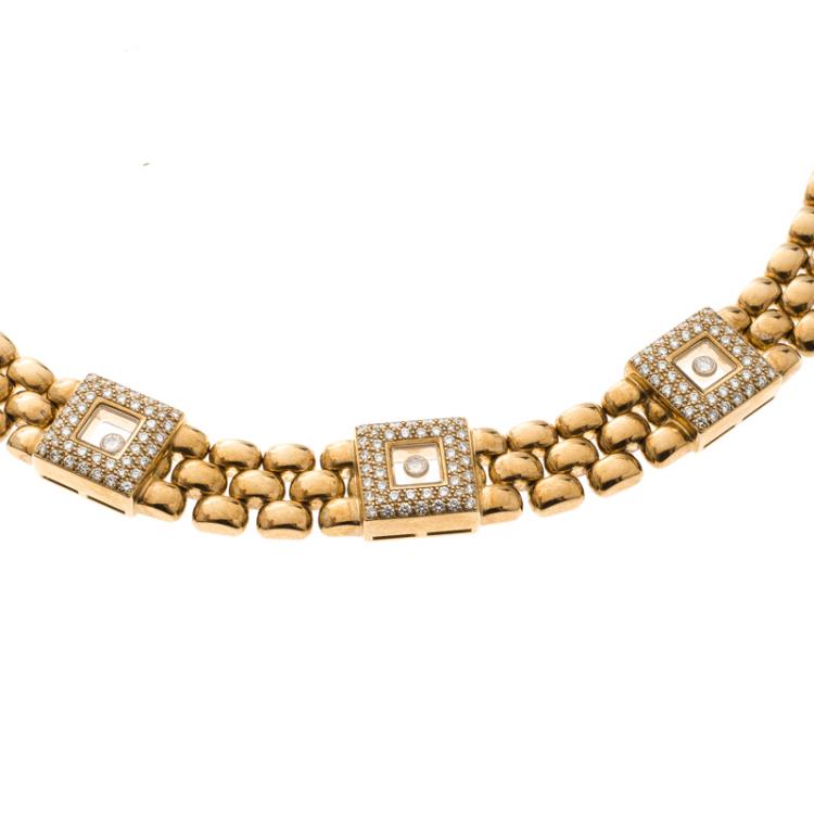 Chopard Vintage Happy Diamond 18k Yellow Gold Choker Necklace