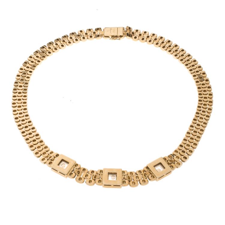 Pre Owned Chopard Vintage Happy Diamond 18k Yellow Gold Choker Necklace