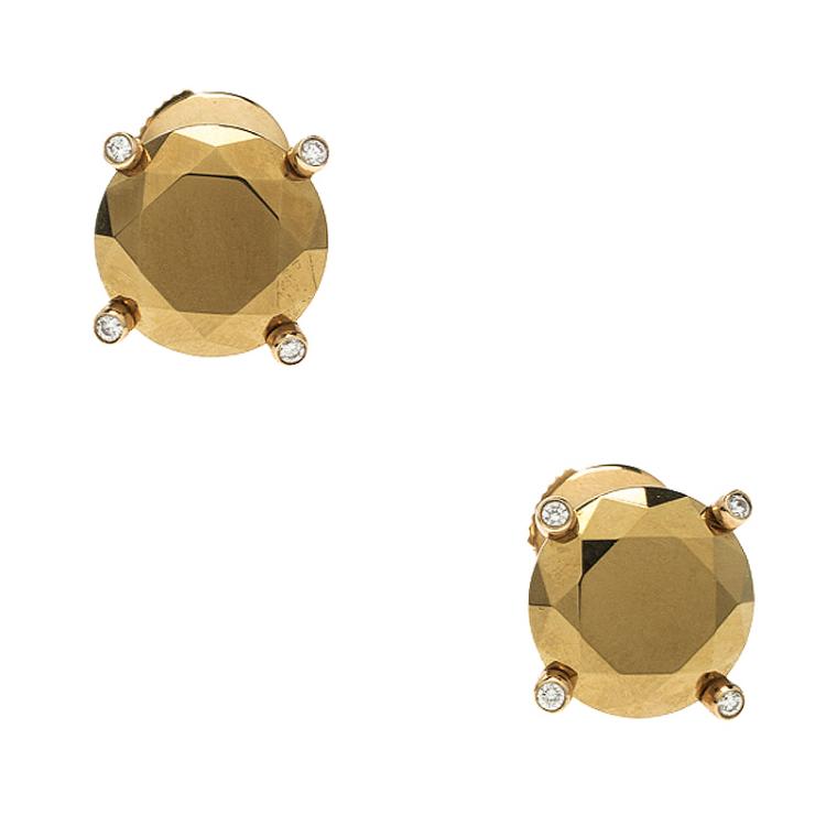 Pre Owned Chopard Golden Diamond Collection 18k Yellow Gold Stud Earrings