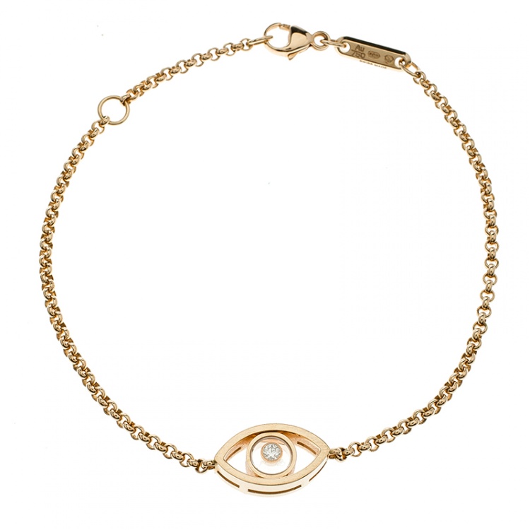 Pre Owned Chopard Good Luck Charm Diamond 18k Rose Gold Bracelet