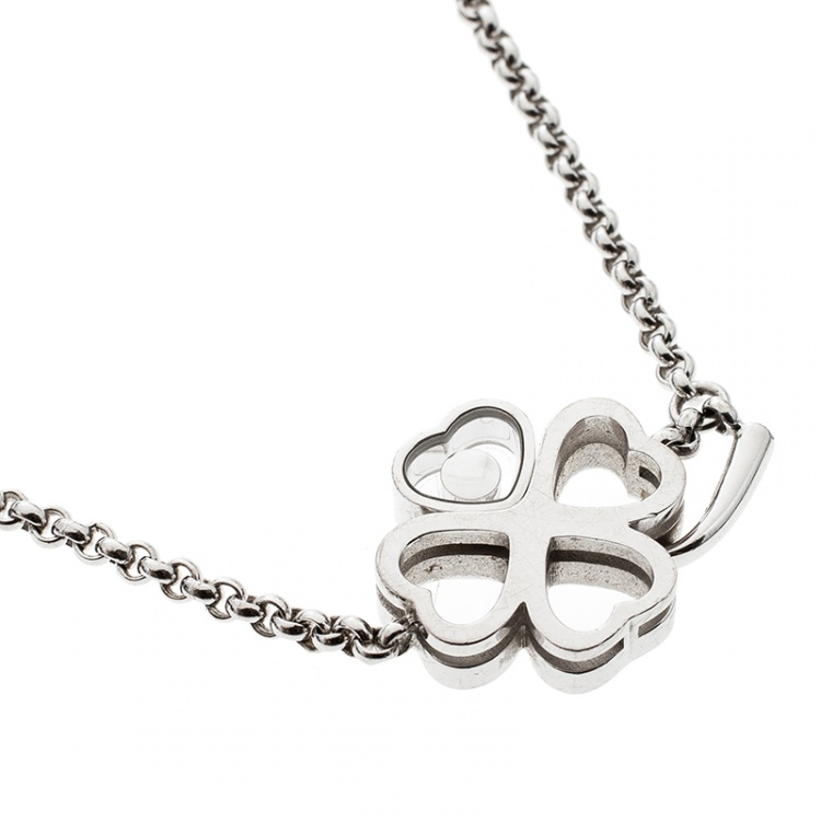 Pre Owned Chopard Happy Diamond Clover 18k White Gold Bracelet