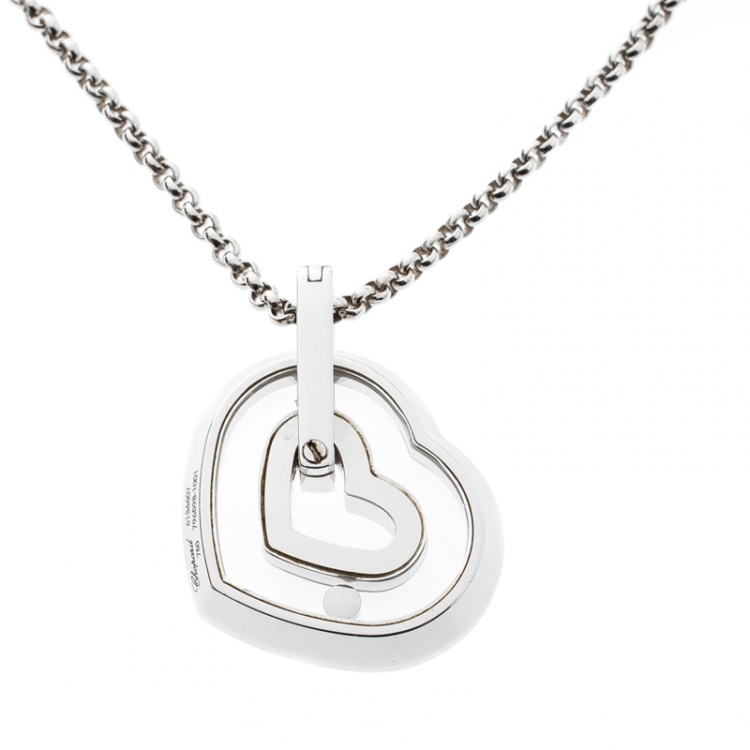 Pre Owned Chopard Happy Diamond Heart 18k White Gold Pendant Necklace