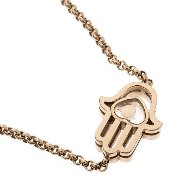 Pre Owned Chopard So Happy Diamond Hamsa Hand 18k Rose Gold Bracelet